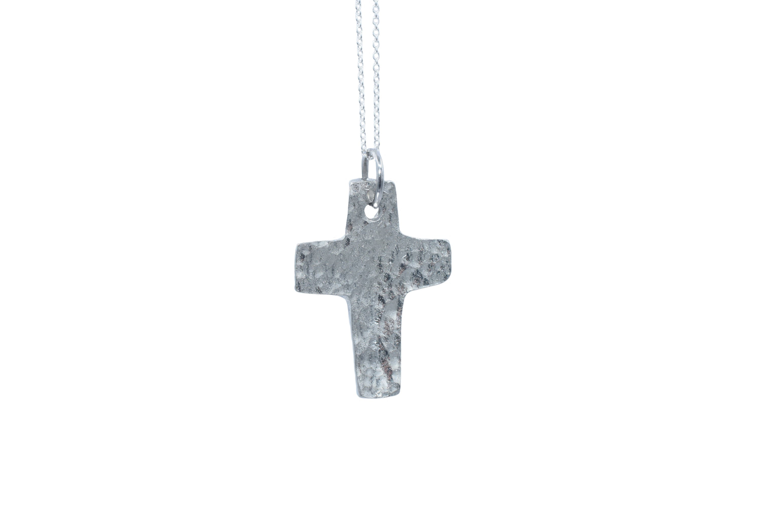 Tin Beaten Cross Necklace