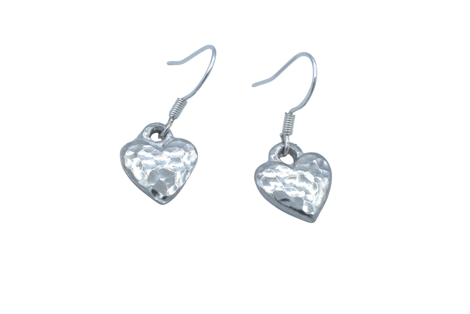 Tin Beaten Heart Earrings