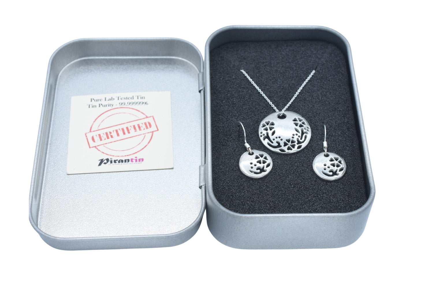 Tin Circular Flower Disc Set - 10th Wedding Anniversary Jewellery Set
