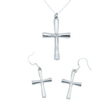 Tin Cross and Diamond Pendant and Matching Earrings - 10th Anniversary gift set