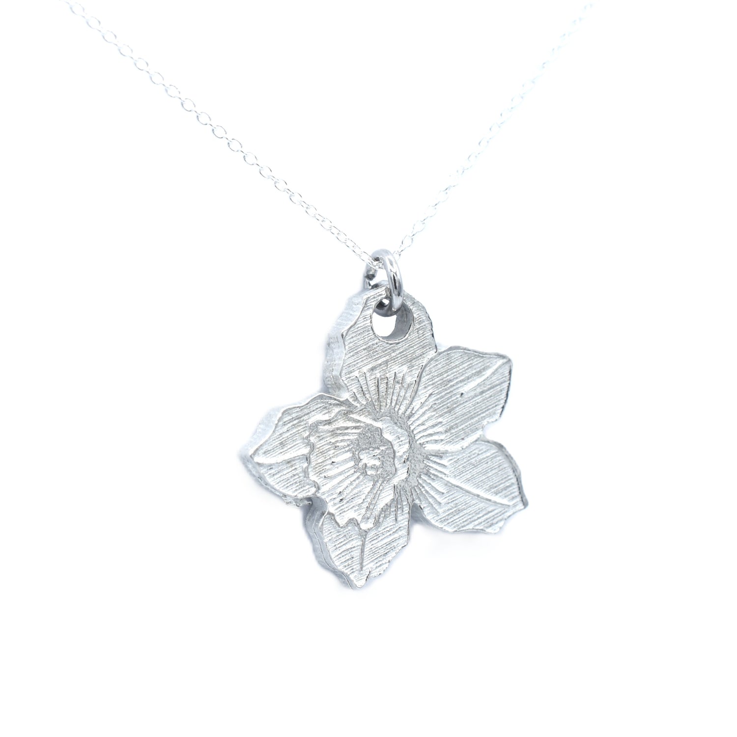 Tin Daffodil Pendant - 10th Anniversary pendant - Daffodil shaped