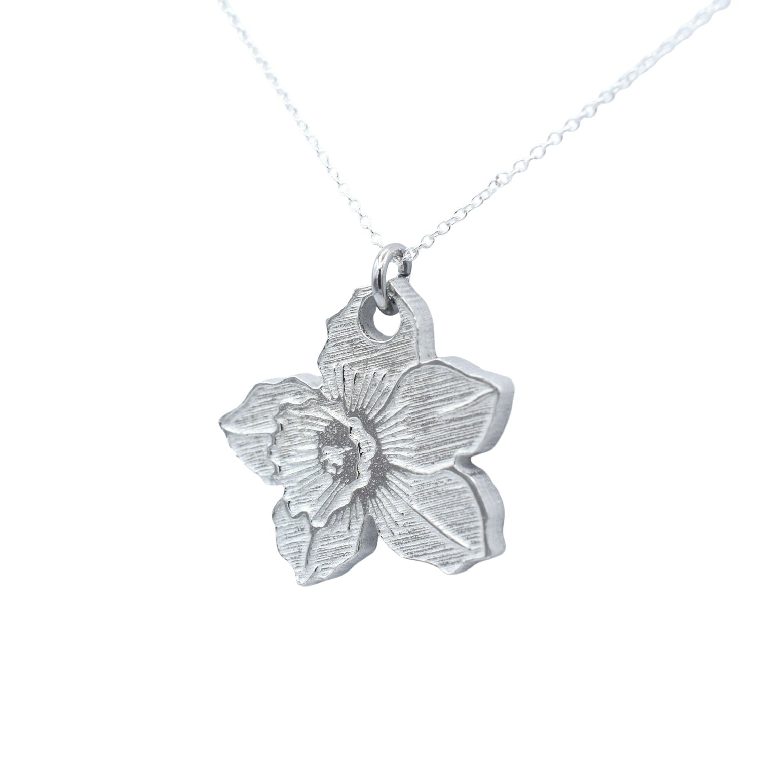 Tin Daffodil Pendant - 10th Anniversary pendant - Daffodil shaped