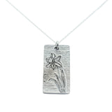 Tin Daffodil Pendant Rectangle - 10th Wedding Anniversary Daffodil Pendant