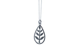 Tin Droplet Leaf Pendant Necklace