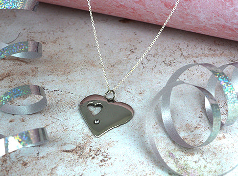 Tin Heart Cut Out Diamond Necklace