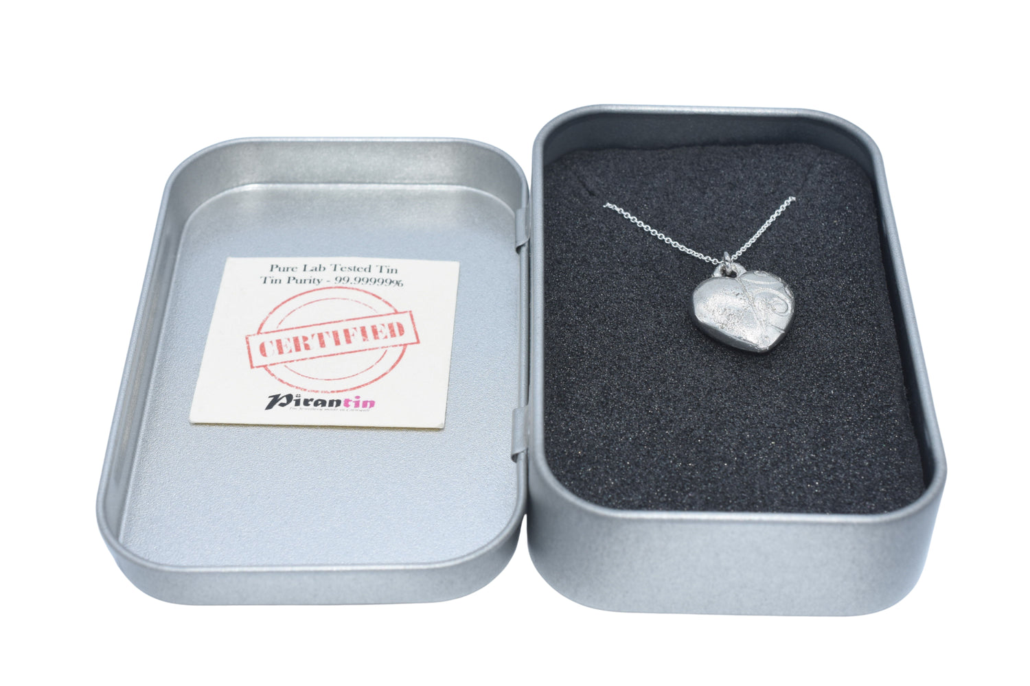 Tin Heart Pendant Necklace