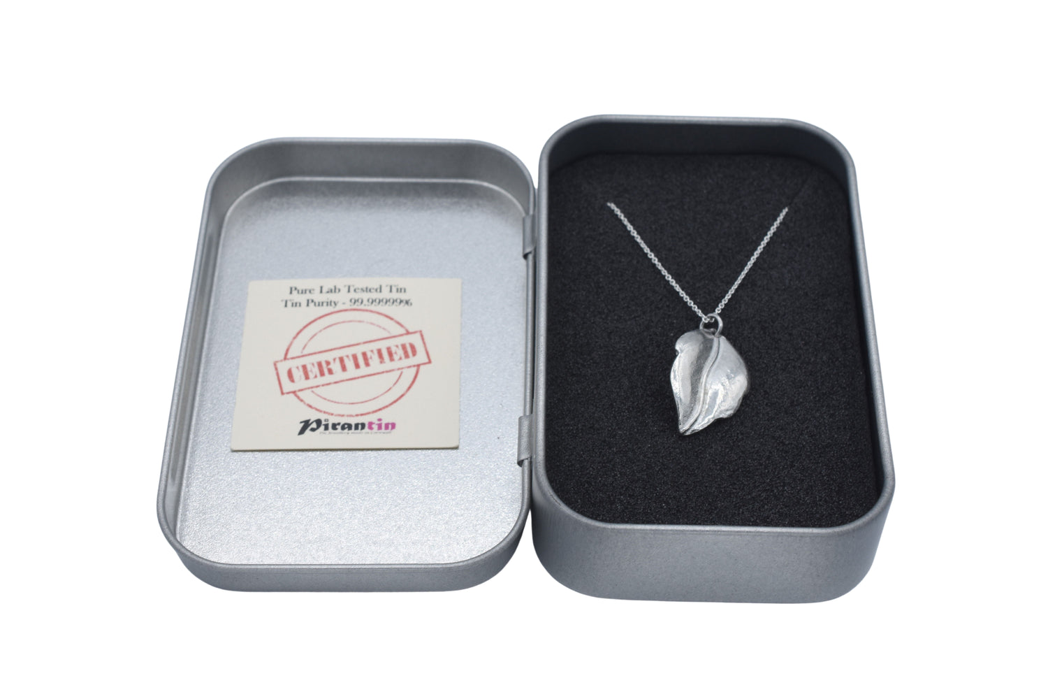 Tin Leaf Pendant Necklace