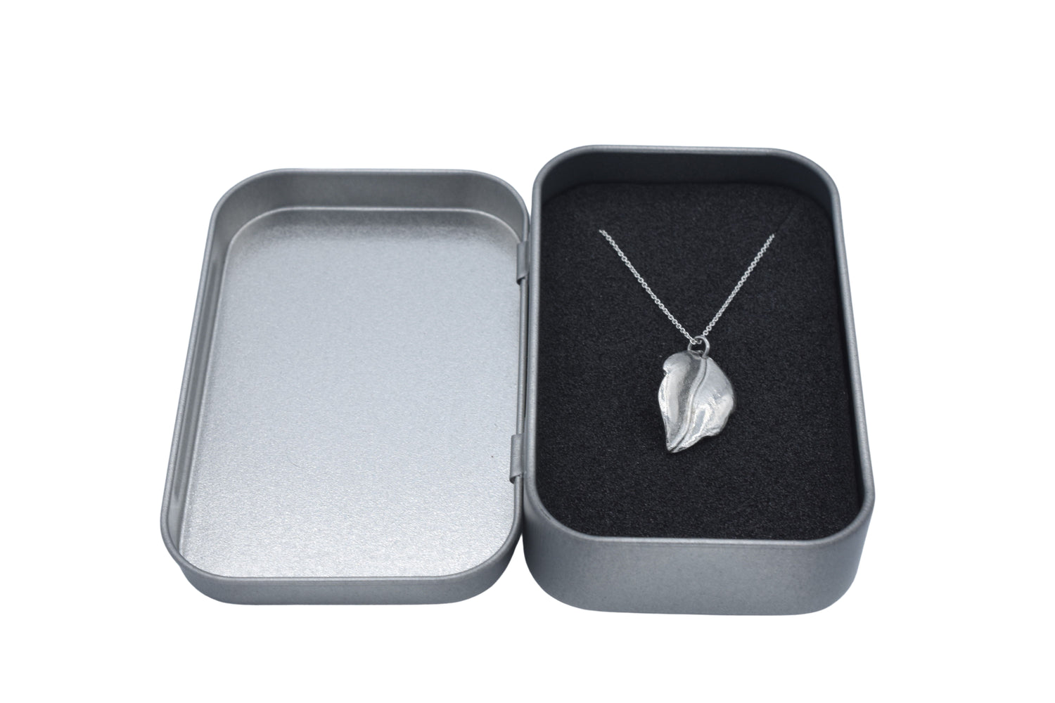 Tin Leaf Pendant Necklace