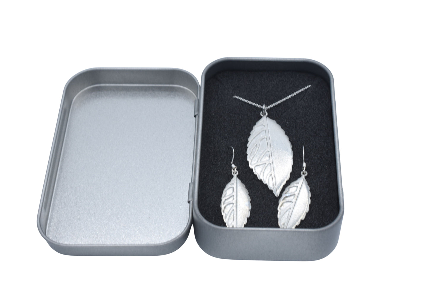Tin Leaf Pendant and Earring Set - 10th Wedding Anniversary Gift