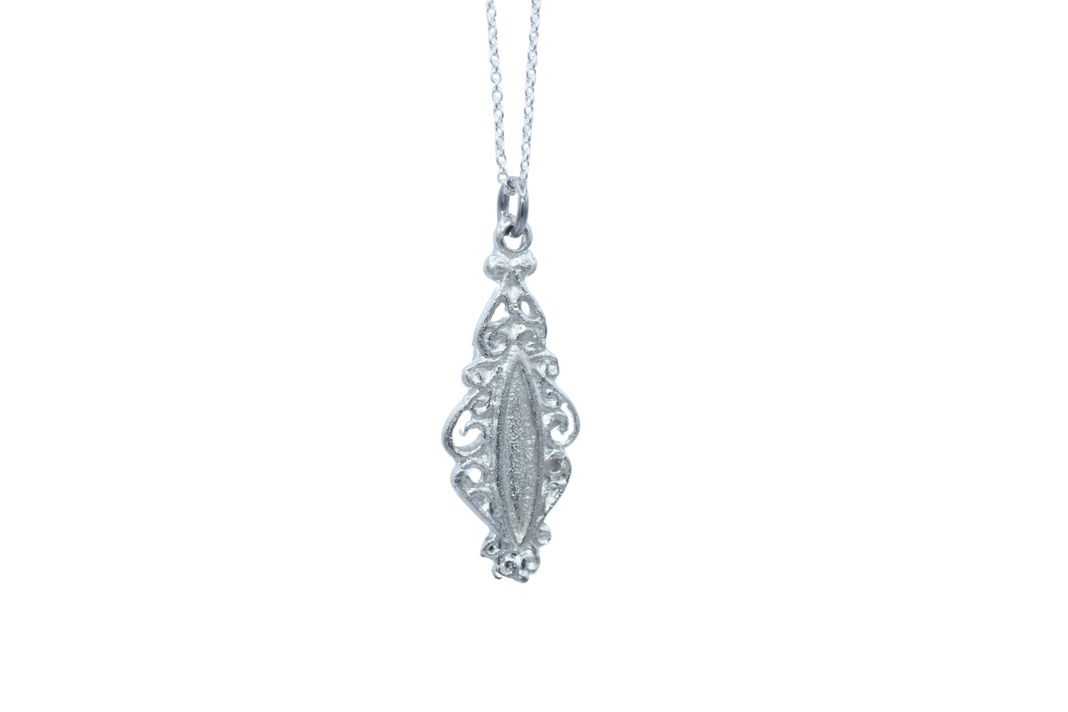 Tin Oval Swirl Pendant Necklace