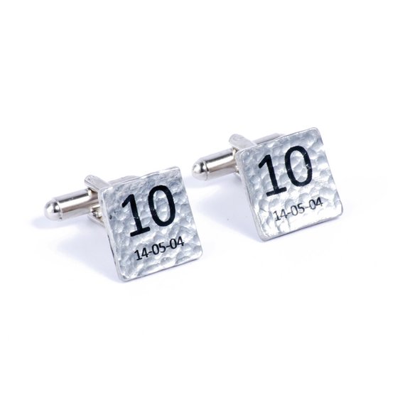 Tin Personalised Square Beaten Cufflinks