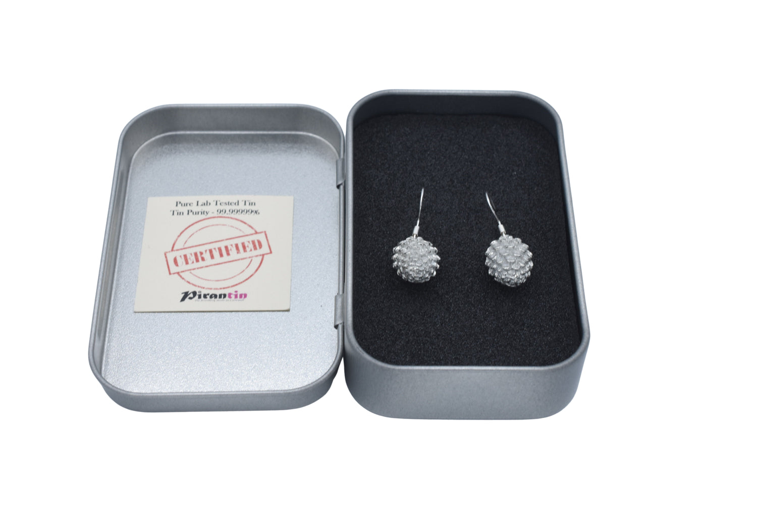 Tin Pinecone Earrings - 10th Wedding Anniversary Gift