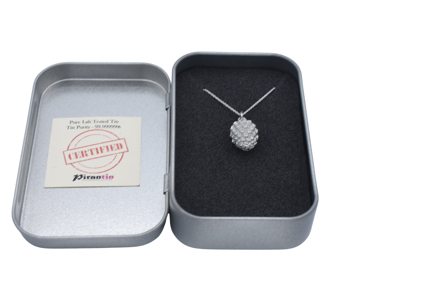 Tin Pinecone Pendant Necklace