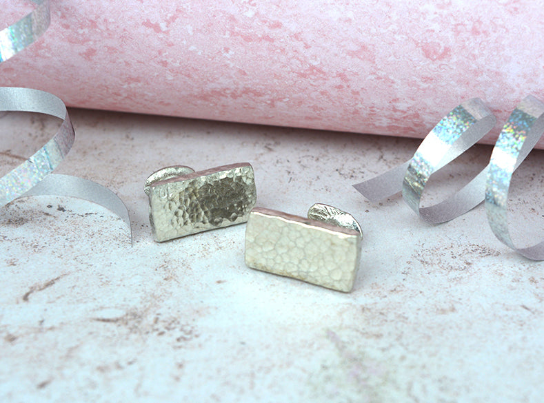 Tin Rectangle Beaten Cufflinks