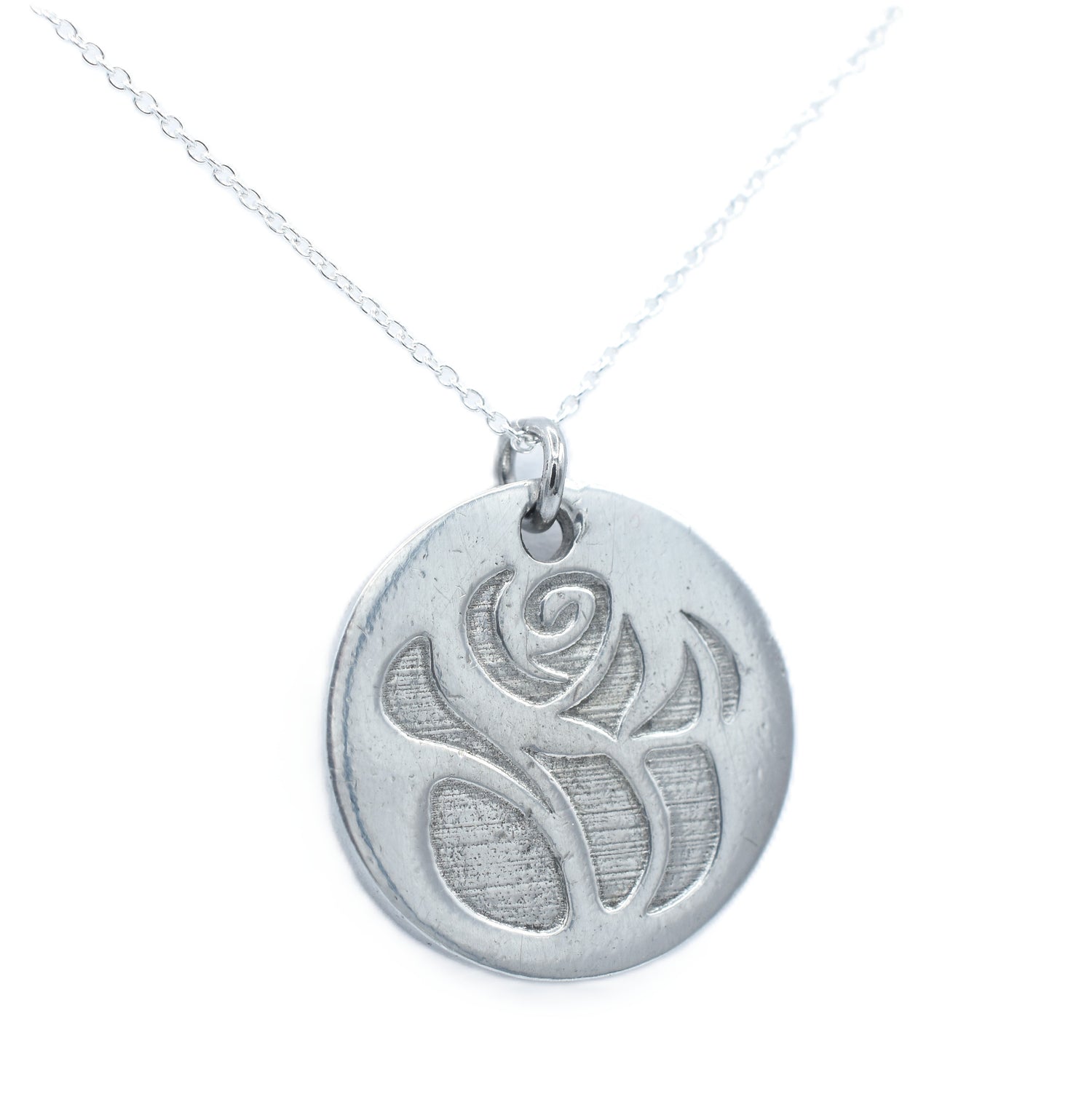 Tin Rose Pendant Necklace