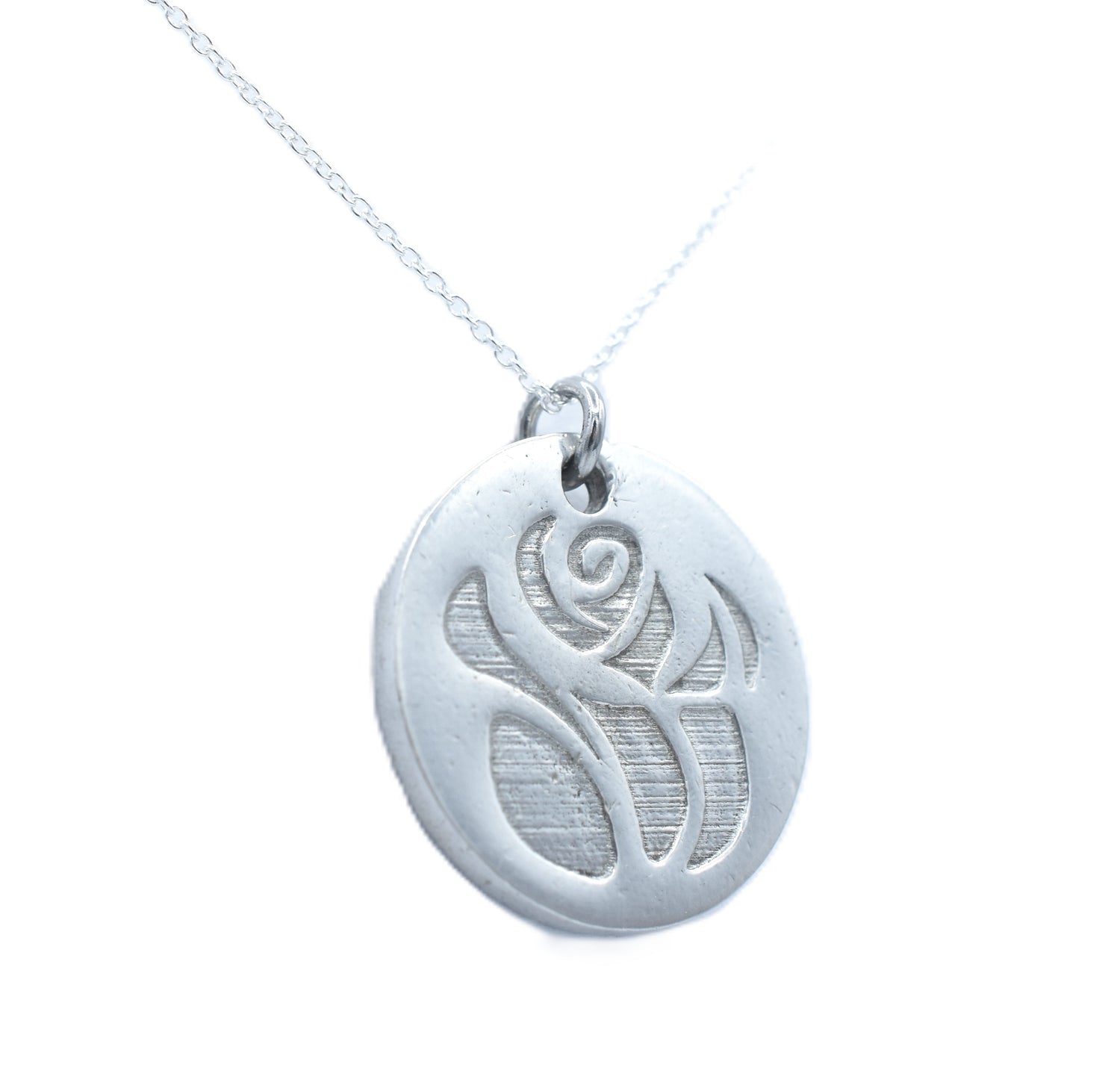 Tin Rose Pendant Necklace