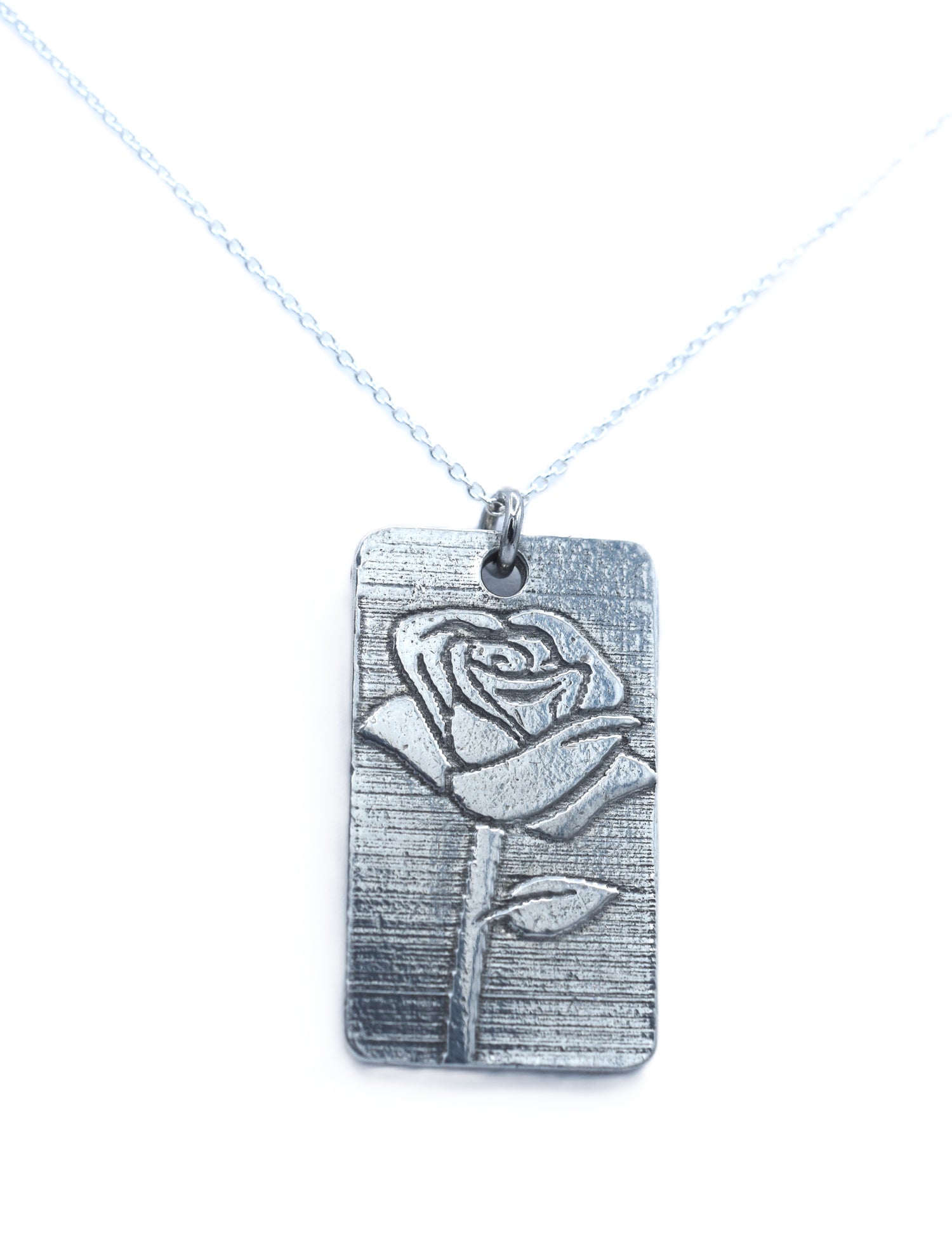 Tin Rose Pendant Necklace