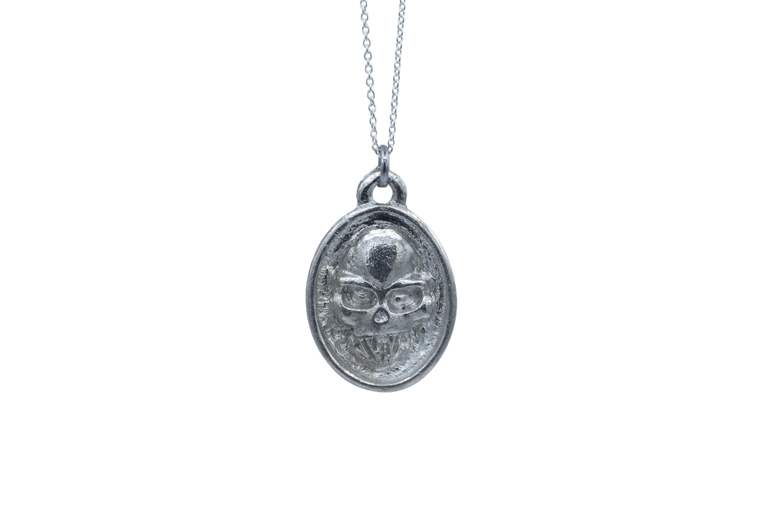 Tin Skull Coin Pendant Necklace