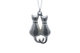 Twin Cats Tin Pendant Necklace