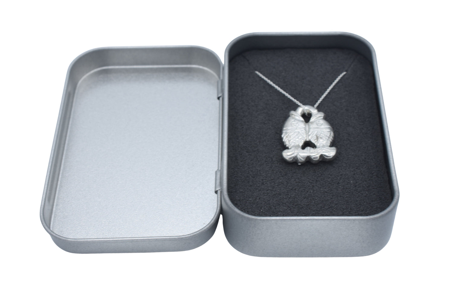 Twin Fish Tin Pendant Necklace