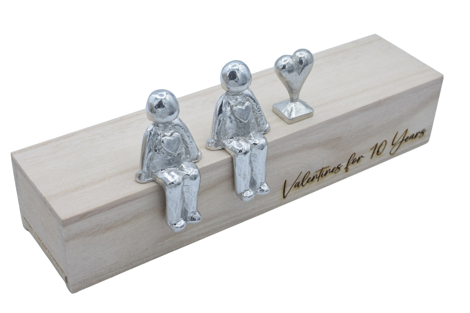 Valentines for 10 Years - Tin Sculpture Figurines 10th Anniversary Decoration